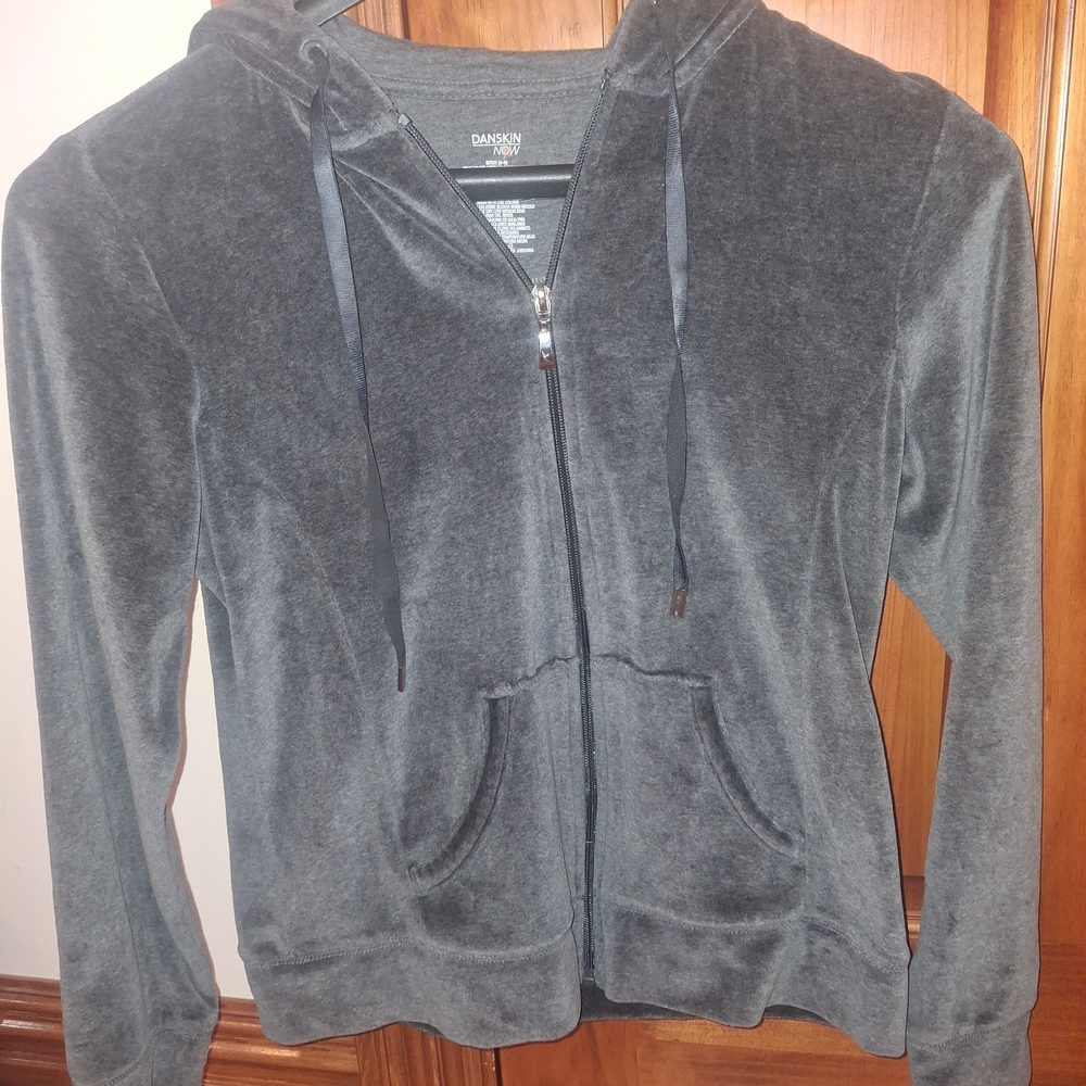 Danskin Charcoal Velour Zip-Up Jacket